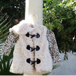 Little Lass Faux fur 12 month vest/shirt